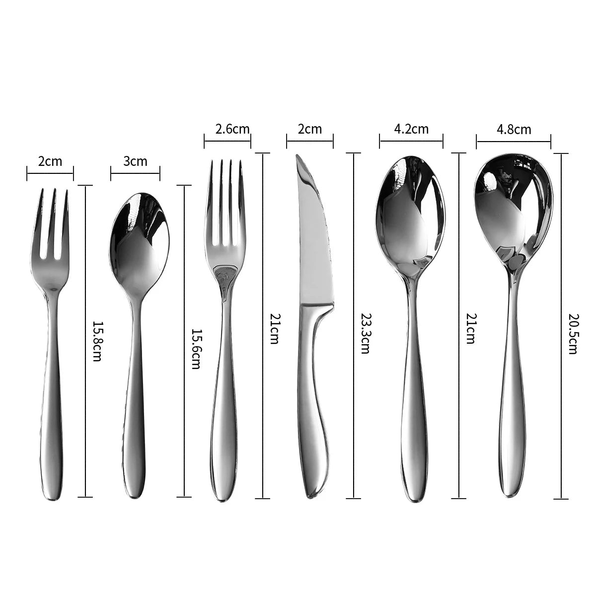 6pcs 304 Stainless Steel Flatware Set, Premium Heavy Duty Food Grade Cutlery Tableware for Home (6-Piece Dinnerware Silverware)