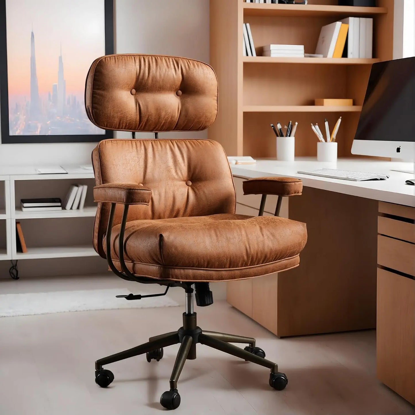 High Back Executive Office Chair with Comfortable Deep Seat,PU Leather Modern Office Chair,Ergonomic Big and, Customized