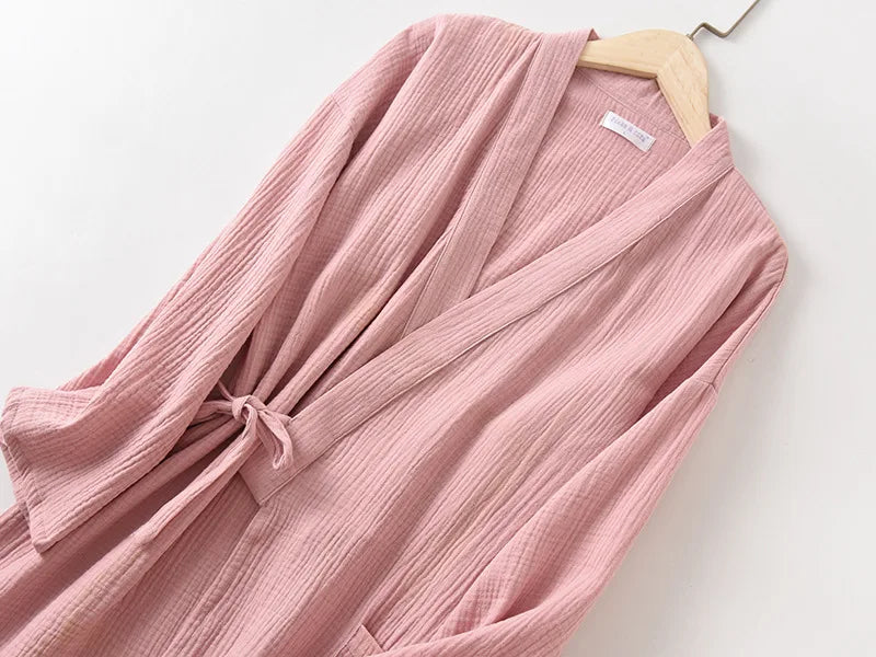 Cloud Cotton Story Japanese Kimono Bathrobe for Couples Sleepwear Crepe