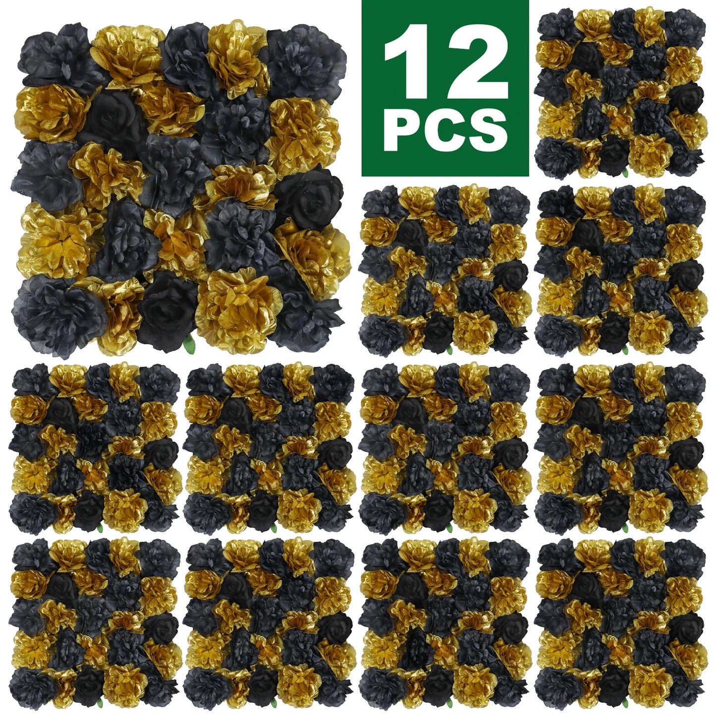 RUEESEECN 12Pcs Artificial Roses Wall Panel 3D Backdrop