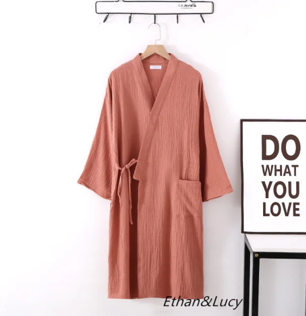 Cloud Cotton Story Japanese Kimono Robe For Couples Crepe Bathrobe