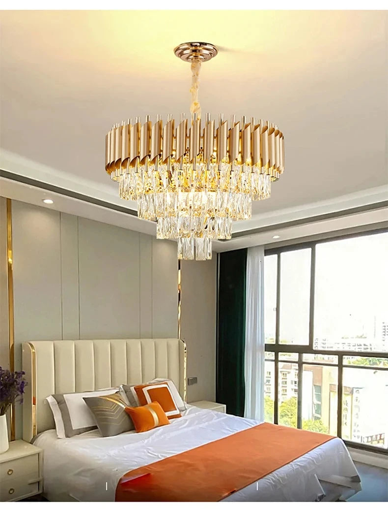 CHYMUIO LIGHT Modern Crystal LED Chandelier Pendant For Restaurant