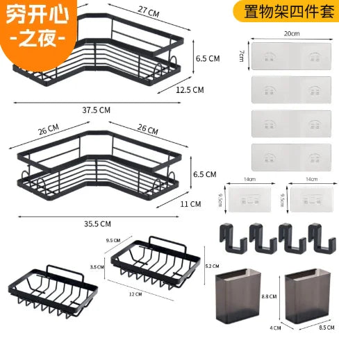 Adhesive Corner Shower Caddy No Drilling Stainless Steel Rustproof Hooks