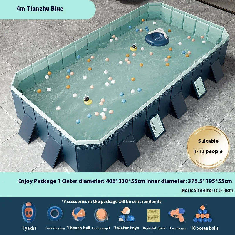 Inflatable-Free Swimming Pool No-Installation Water Play Pool Thickened Wear-Resistant Foldable Bathing Pool Outdoor Large Pool