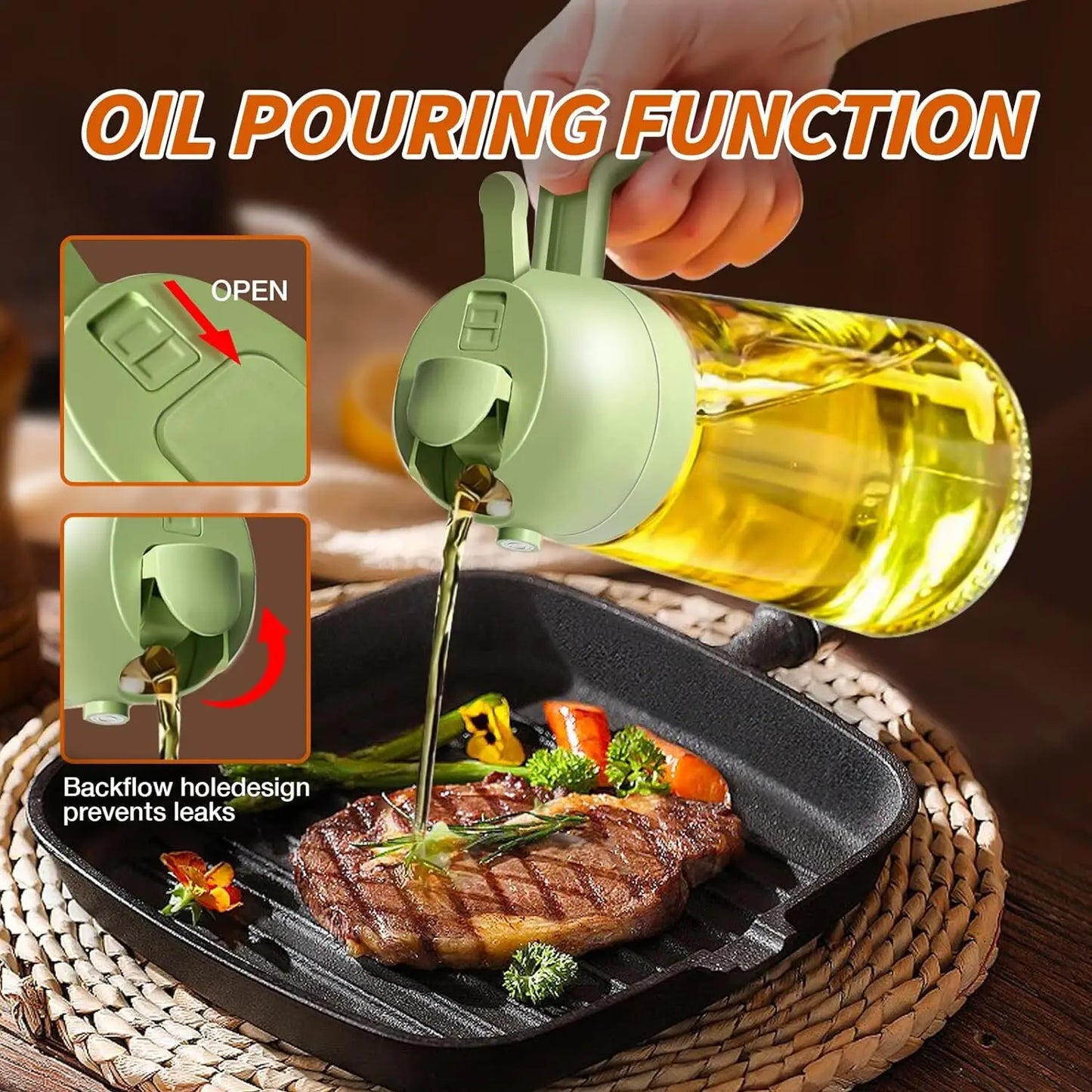Oil Sprayer Dispenser 2 In 1 Olive Oil Bottle Kitchen