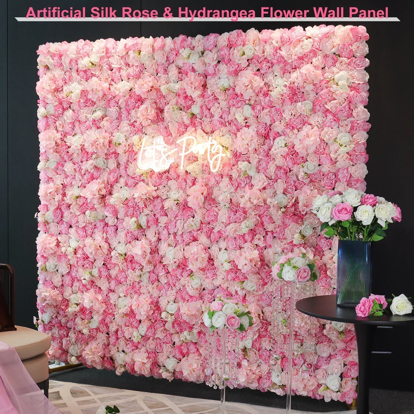 RUEESEECN 12Pcs Artificial Roses Wall Panel 3D Backdrop