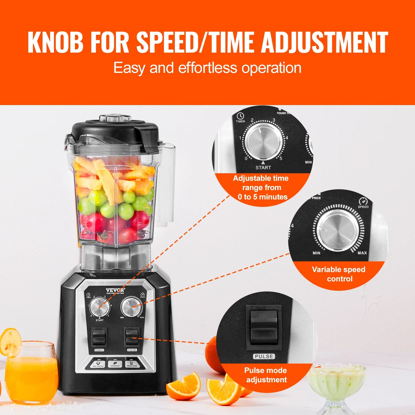 SucceBuy Stainless Steel Countertop Blender Professional For Home Kitchen