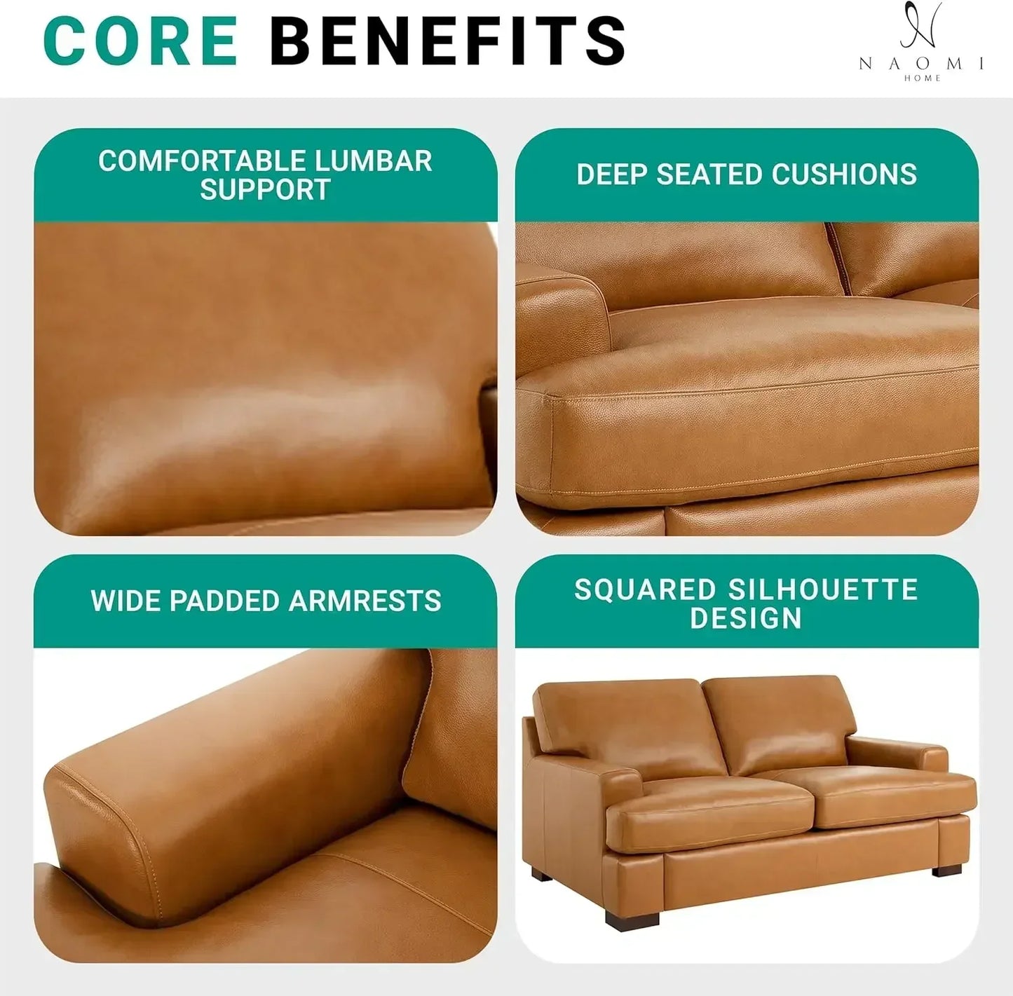 Siggy Genuine Leather Sofa Set 3 With Goose Feather Cushions