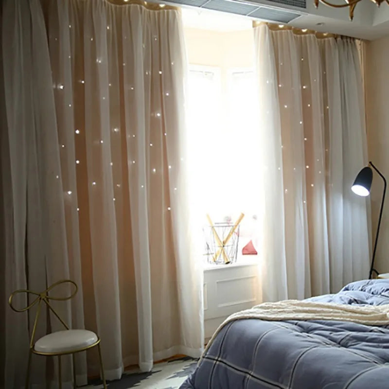 Guangdong Blackout Curtains For Bedroom And Living Room Star Cut Out Decor