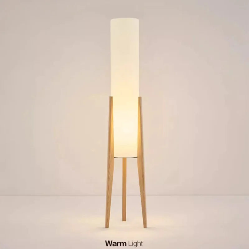 Japanese Retro Wabi-Sabi Solid Wood Floor Lamp for Living Room