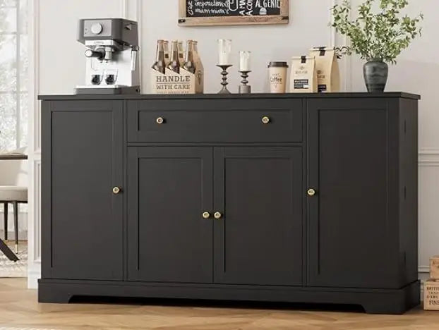 Modern Sideboard Buffet Cabinet with Storage, 55 in Wood Coffee Bar Cabinet with Drawer, Shelves & Door Shelves, for Kitchen