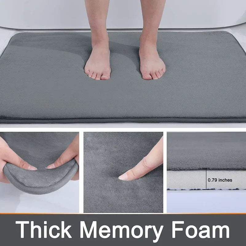 Non Slip Memory Foam Bath Mat Super Absorbent Washable Rug