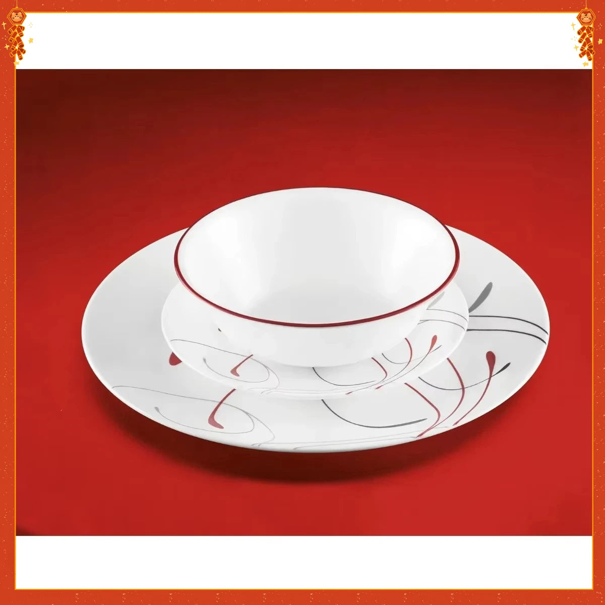 Classic Dinnerware Set 12-Piece Ceramic Plates Bowls Dishwasher Safe