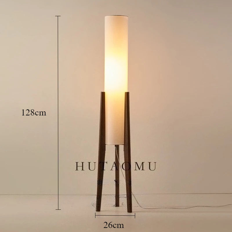 Japanese Retro Wabi-Sabi Solid Wood Floor Lamp for Living Room