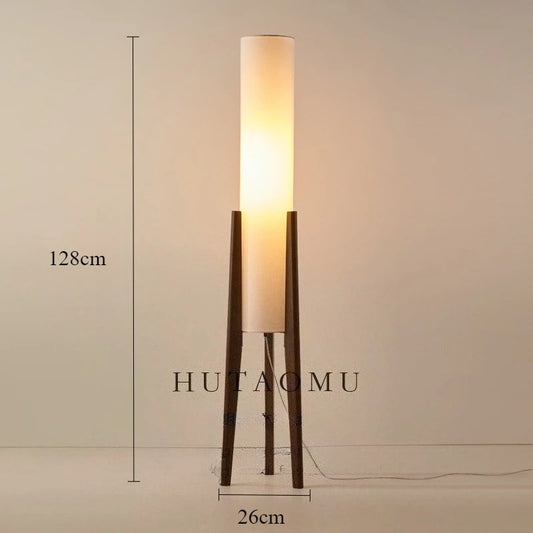 Japanese Retro Wabi-Sabi Solid Wood Floor Lamp for Living Room