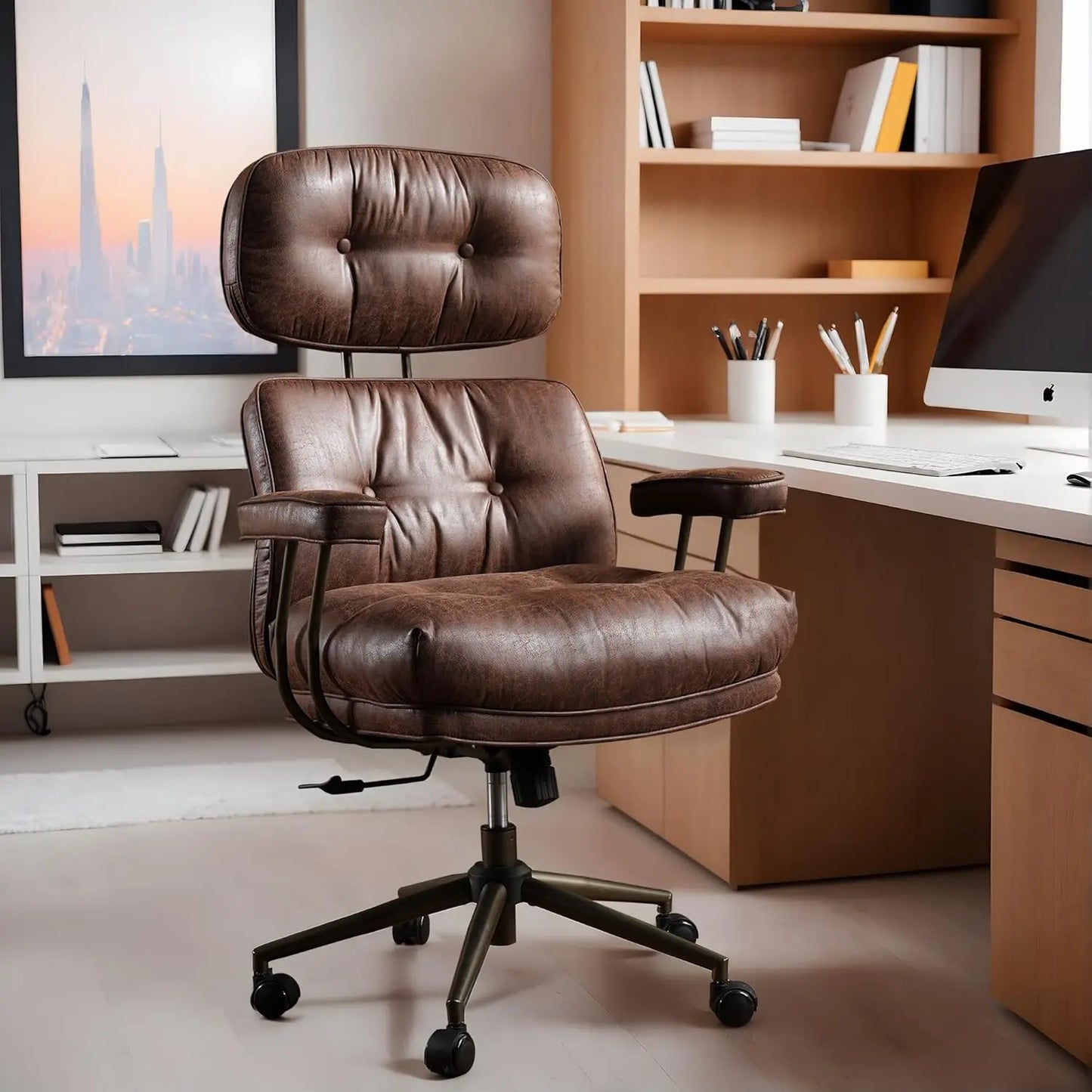 High Back Executive Office Chair with Comfortable Deep Seat,PU Leather Modern Office Chair,Ergonomic Big and, Customized