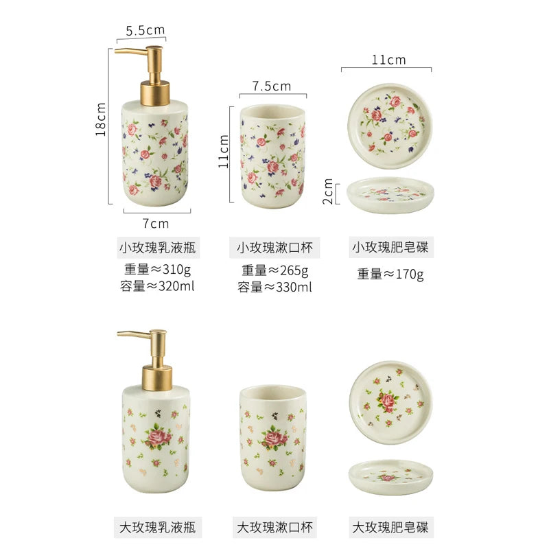 American Minimalist Ceramic Bathroom Wash Set Four Piece