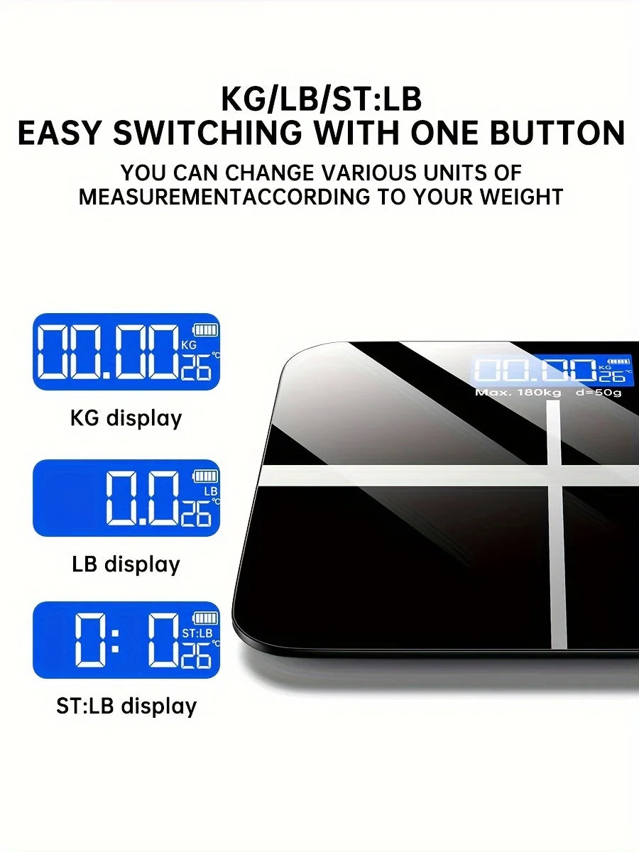 Premium Digital Bathroom Scale 396lb Capacity, High-Precision LCD Display, Ultra-Wide Platform, Room Temperature Sensor