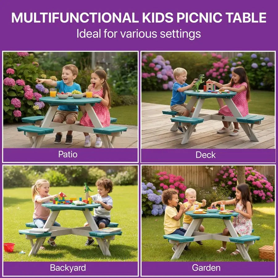 XMSJ Kids Picnic Table and Chair Set Outdoor Toddler Furniture