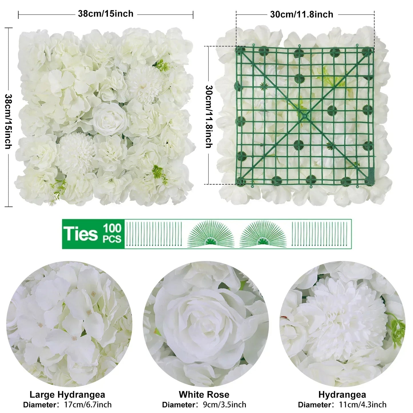 RUEESEECN 12Pcs Artificial Roses Wall Panel 3D Backdrop