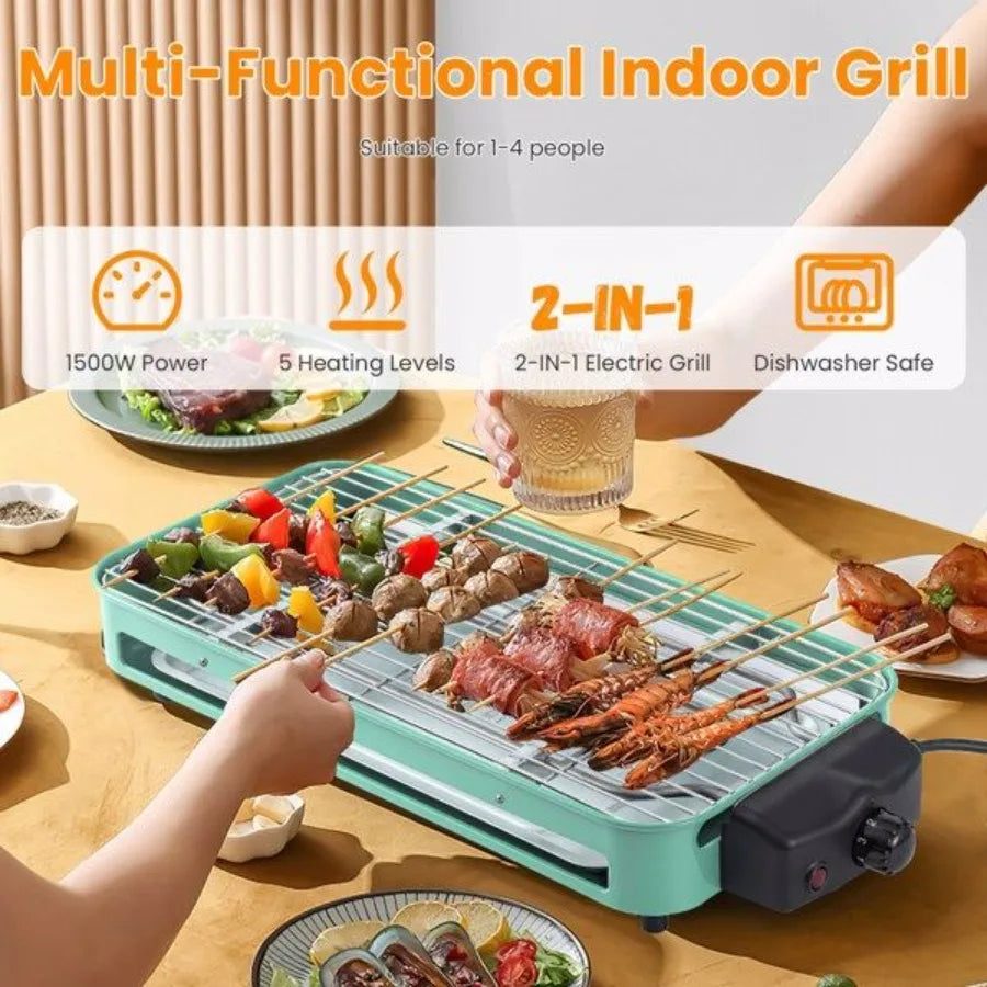 1500W Electric Indoor Grill 2 In 1 With Removable Plate