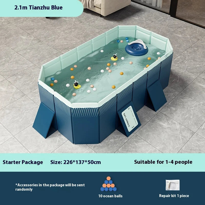 Inflatable-Free Swimming Pool No-Installation Water Play Pool Thickened Wear-Resistant Foldable Bathing Pool Outdoor Large Pool