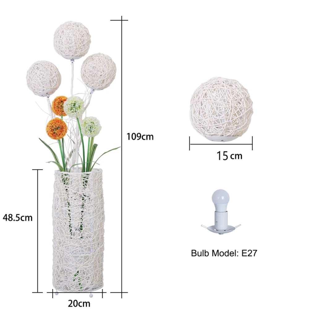 Vrygle Handwoven Modern Floor Lamp for Living Room and Bedroom