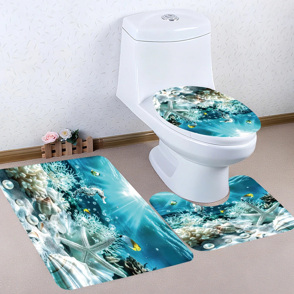Ocean Craft of Weaving Four Piece Polyester Shower Curtain Set