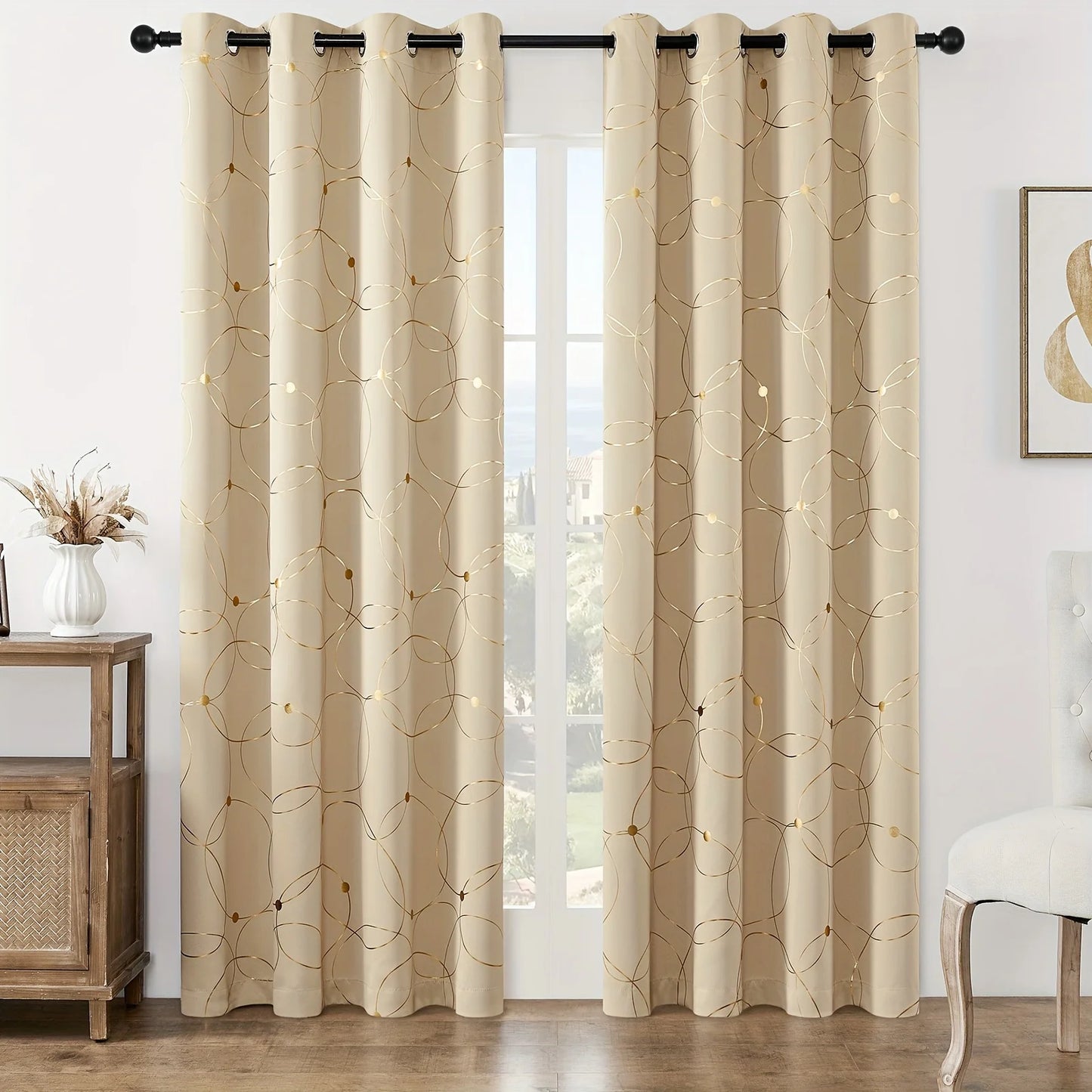 Zhejiang Golden Wave Circle Blackout Curtains Thermal Insulated Drapes