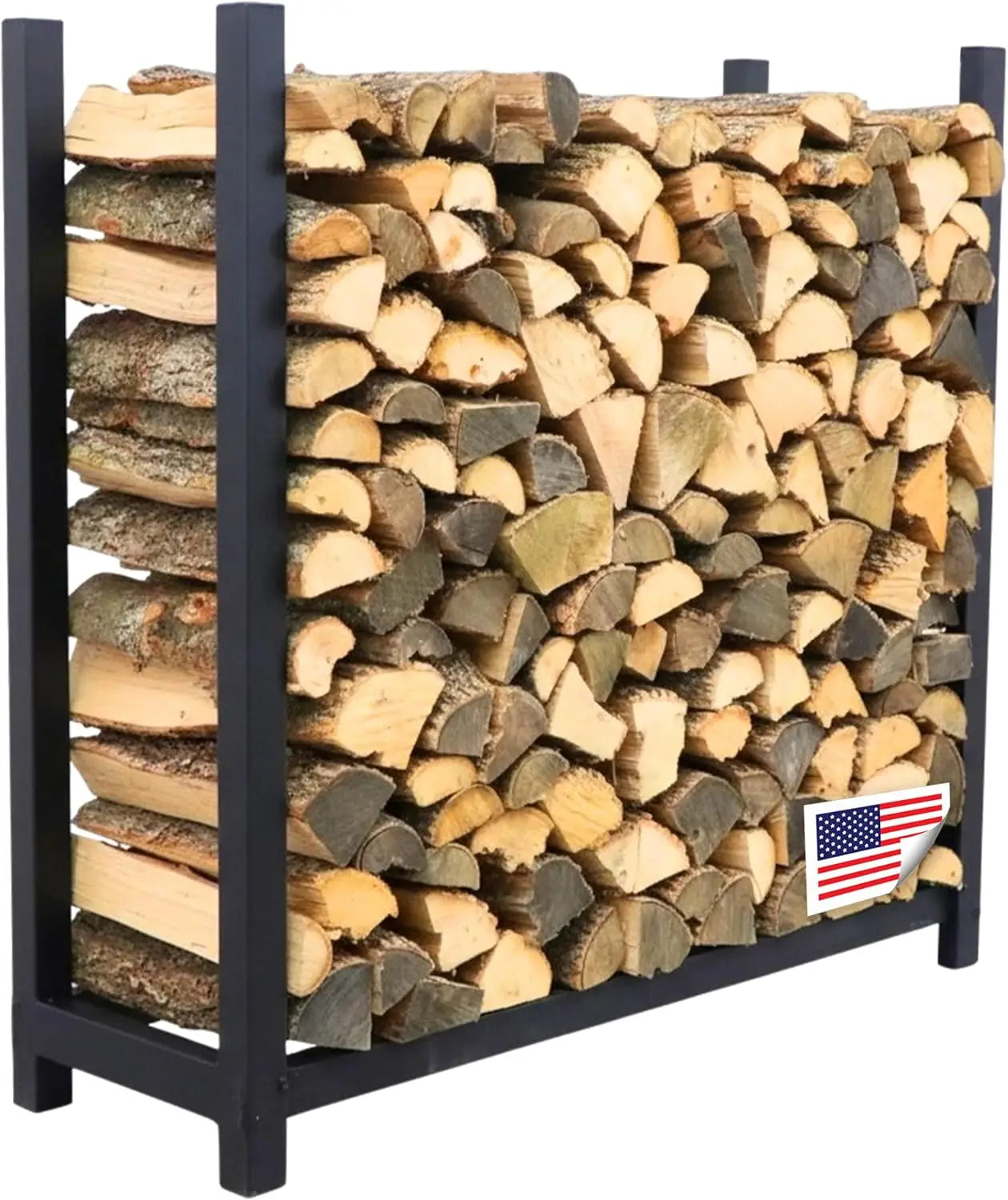 4 Foot Heavy Duty Indoor Outdoor,1/4 Cord Firewood Storage Log Rack With Seasoning Cover Combo Set - Metal Log Storage,48” x 48”