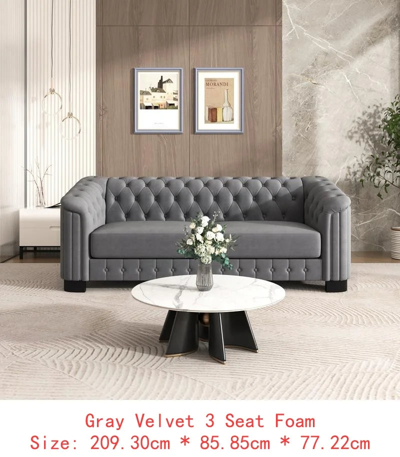 Sichuan Modern Velvet Upholstered 3-Piece Sofa Set With Rubber Wood Legs