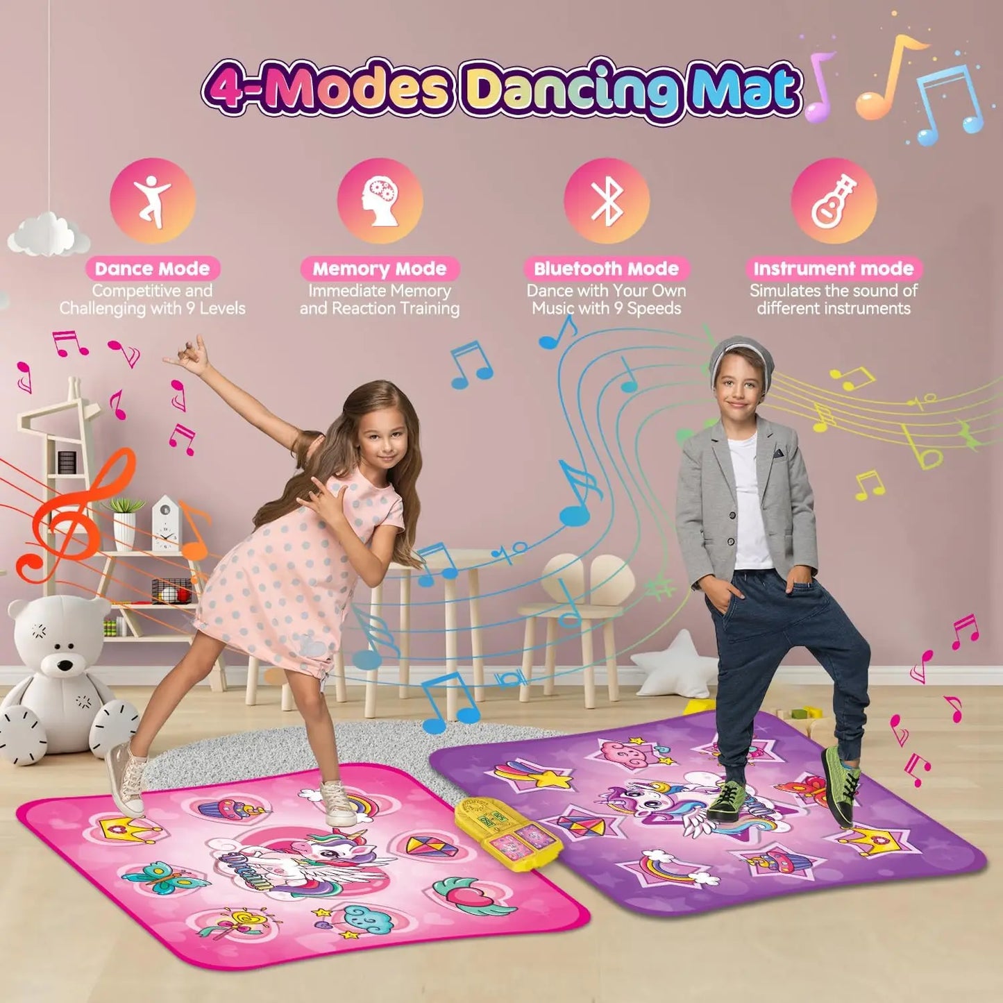 VATOS Unicorn Dance Mat Twin Pack For Kids 9 Level