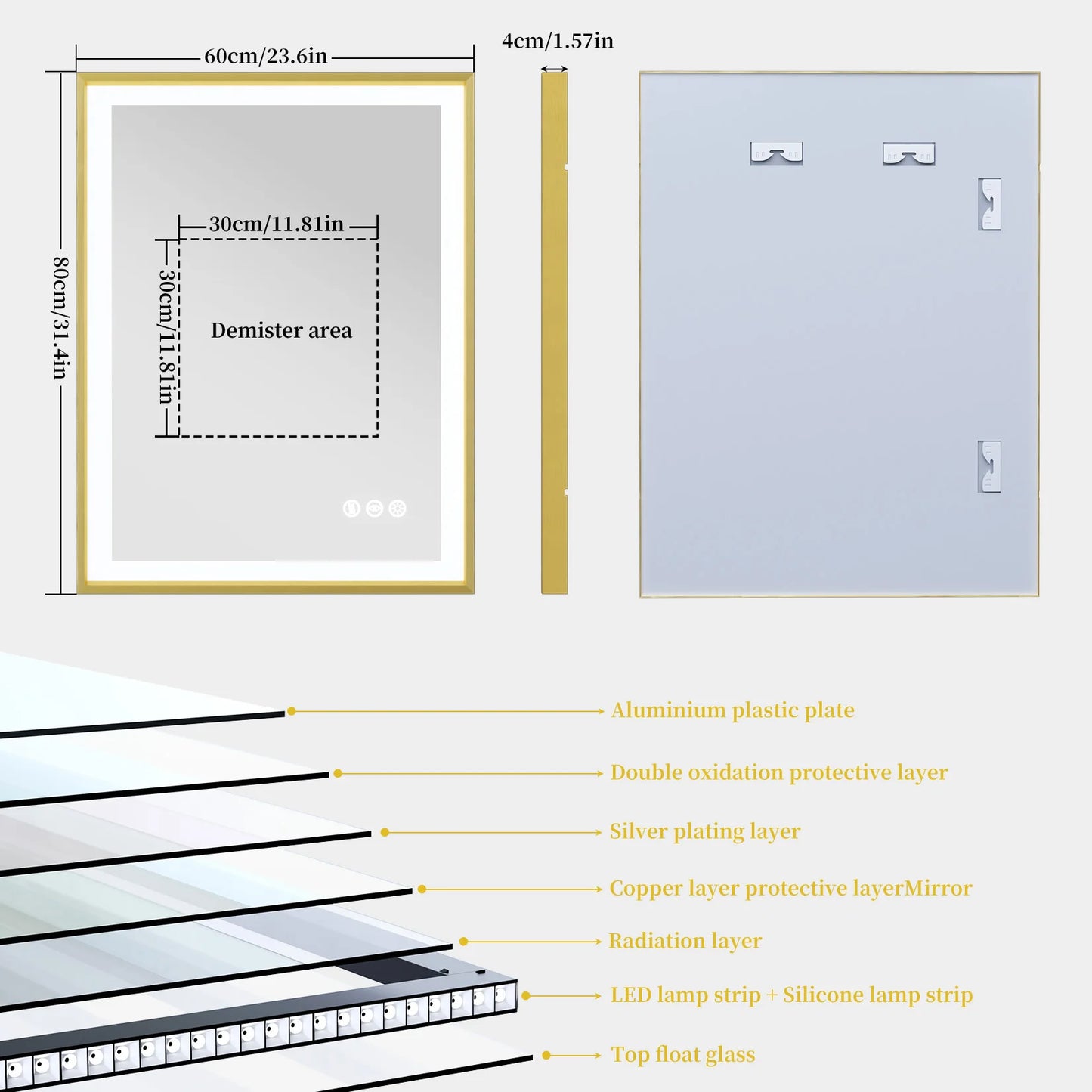 LUVODI Fogless Smart Touch Illuminated Full Body Dressing Mirror