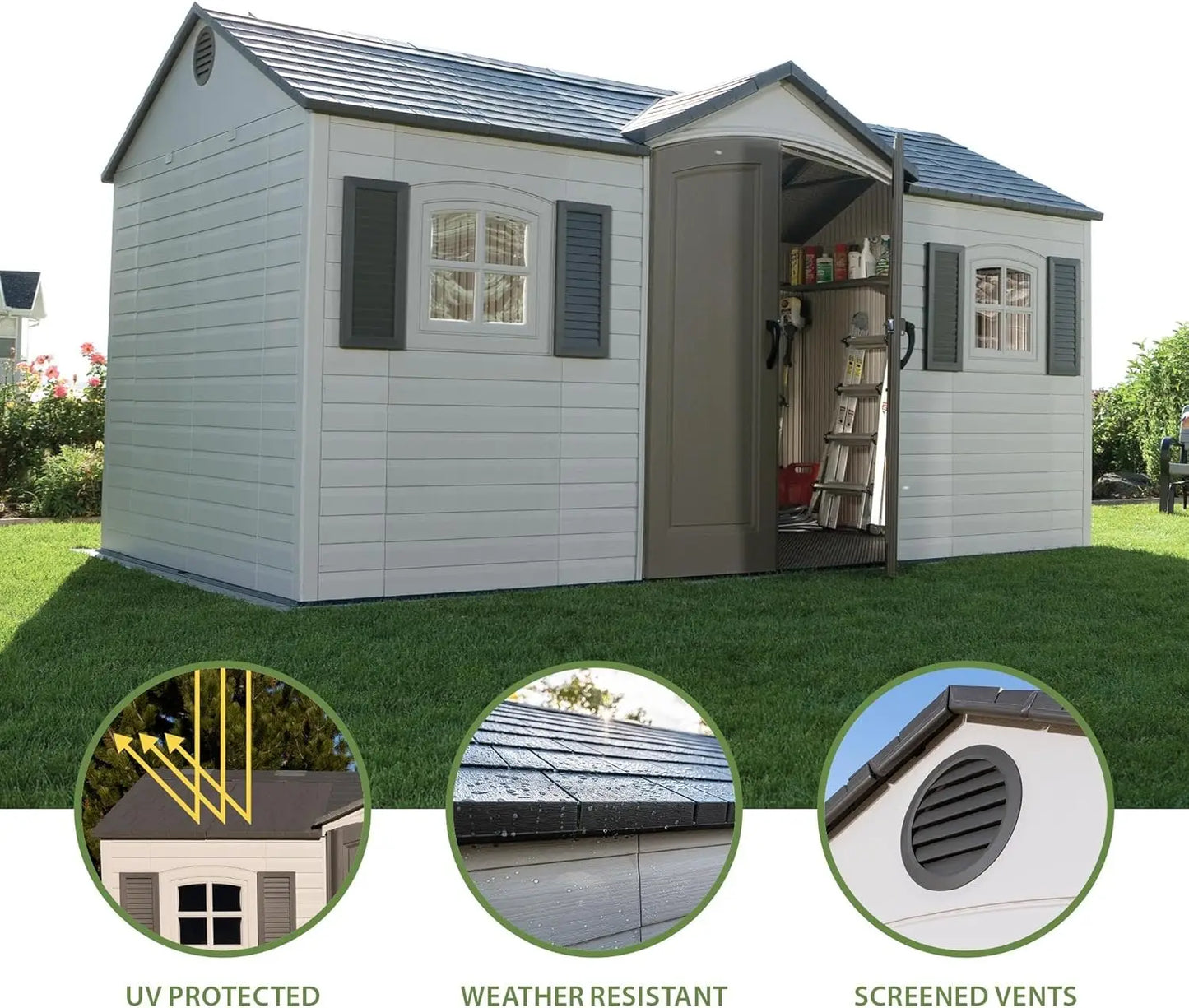 Outdoor Storage Shed Heavy Duty Metal Frame UV Waterproof 6446