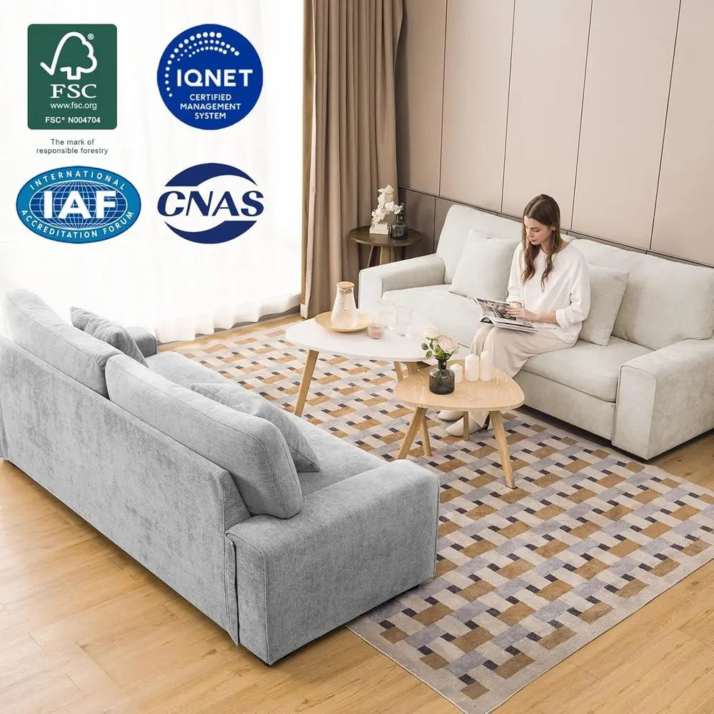 ZHUXIANG Modern Chenille Loveseat Sofa With Removable Cover