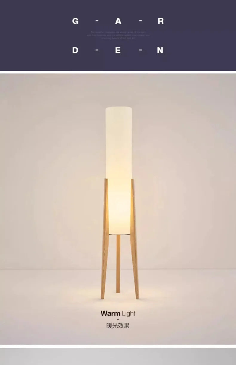 Japanese Retro WabiSabi Solid Wood Floor Lamp E27 Decor