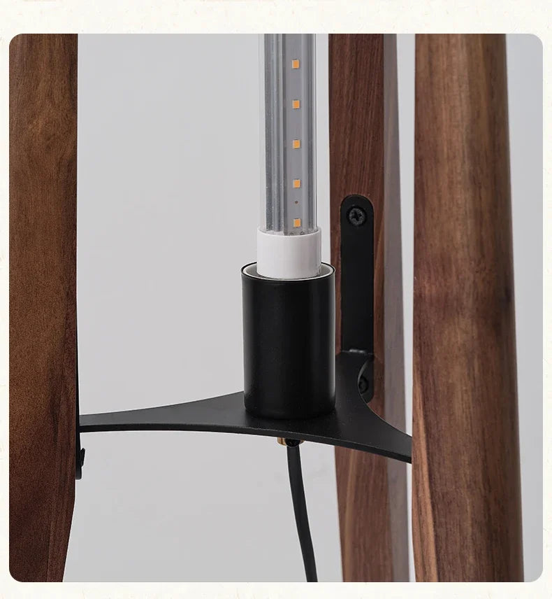 Japanese Retro Wabi-Sabi Solid Wood Floor Lamp for Living Room