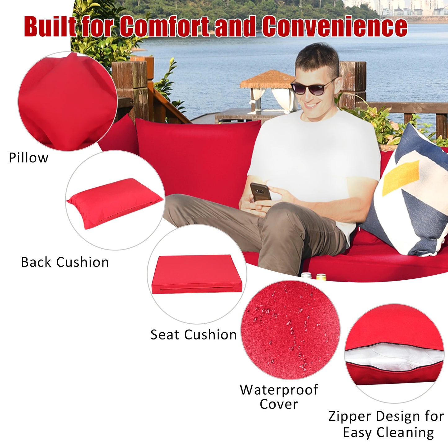 HOMASIS 7 Piece Patio Rattan Furniture Set With Sectional Sofa
