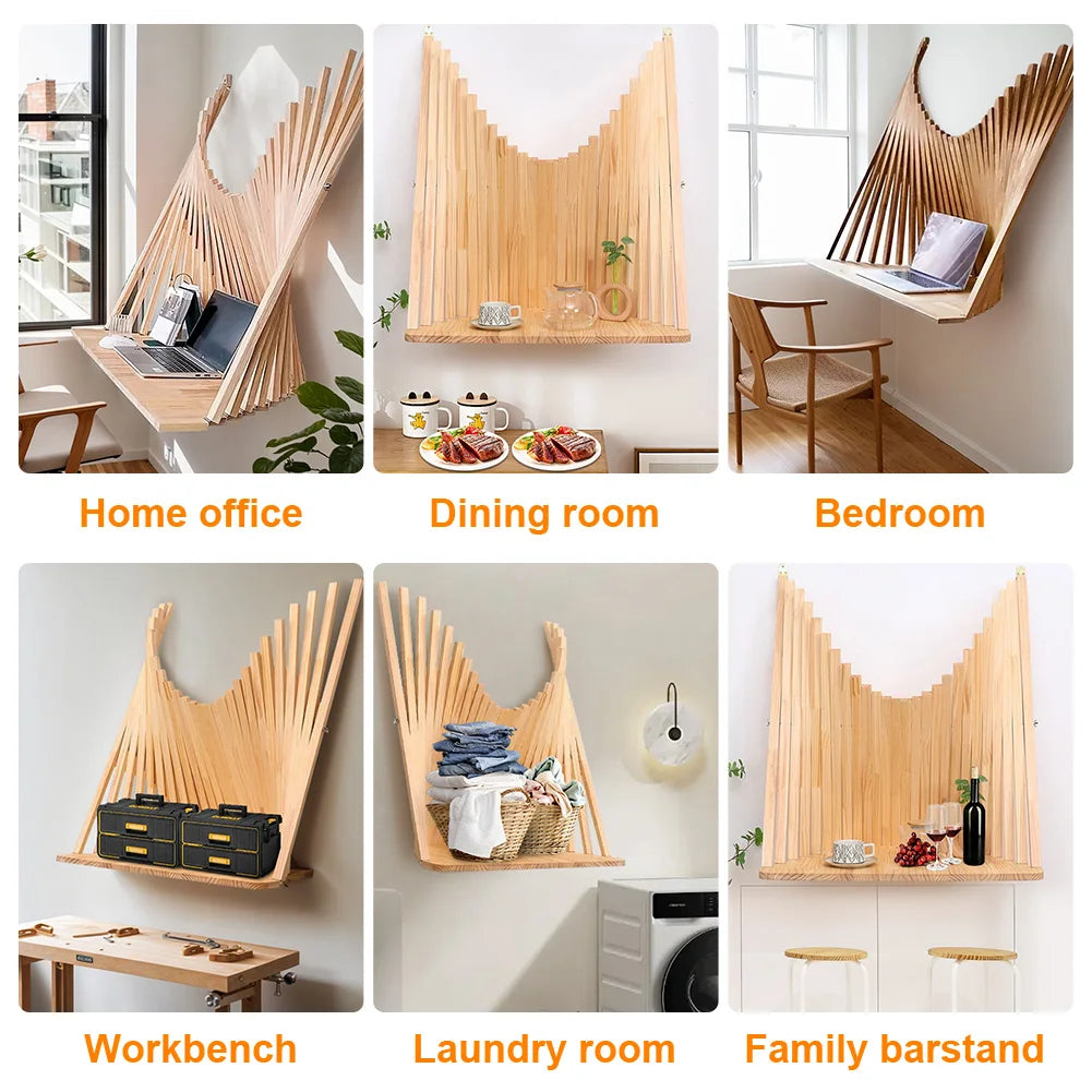 Foldable Wall Table Fashionable Creative Hanging Wall Folding Table Solid Wood Computer Folding Table Foldable Computer Desk