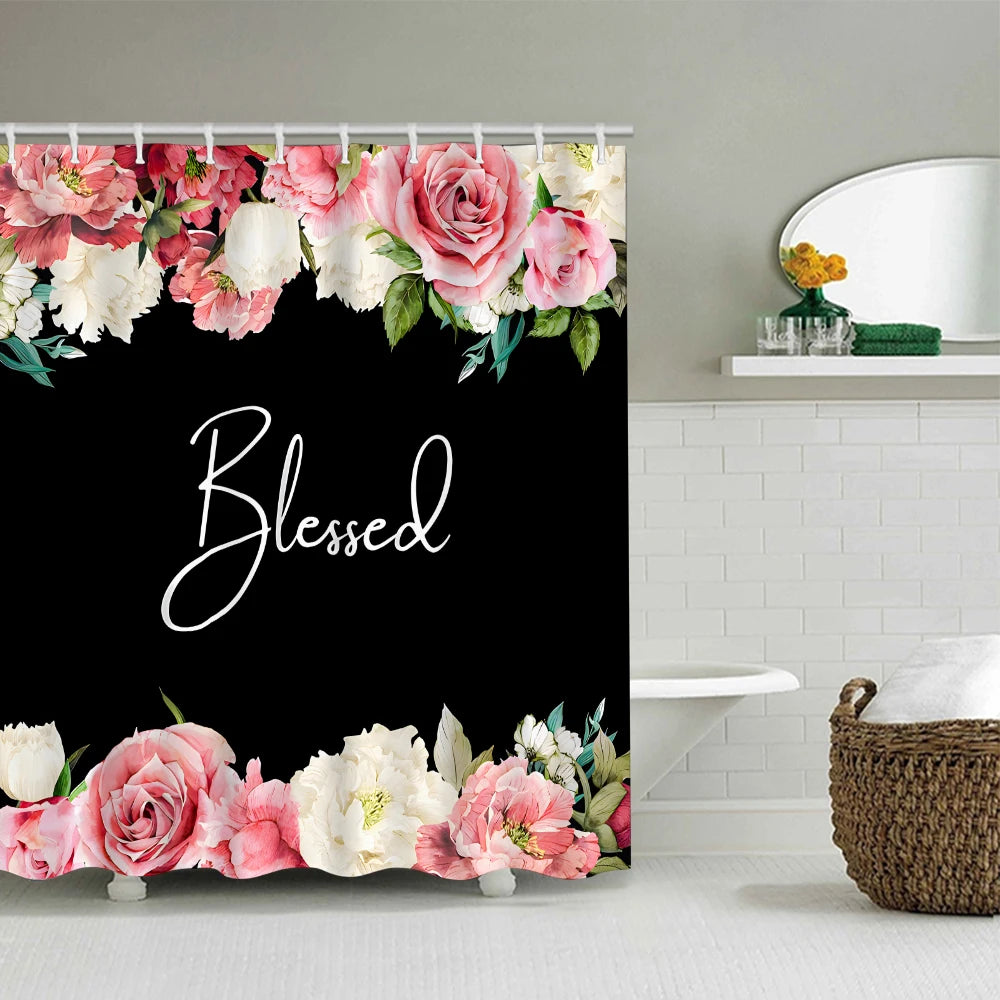Craft of Weaving Bright Flower Bathroom Waterproof Shower Curtain Kit