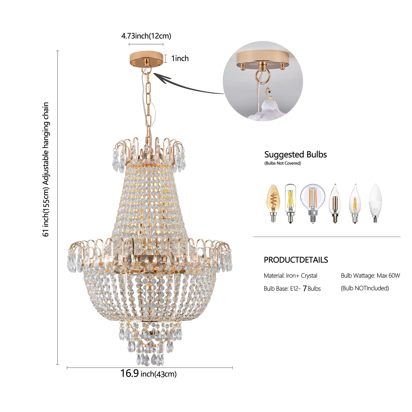ARLGSITE Crystal Chandelier Pendant Light