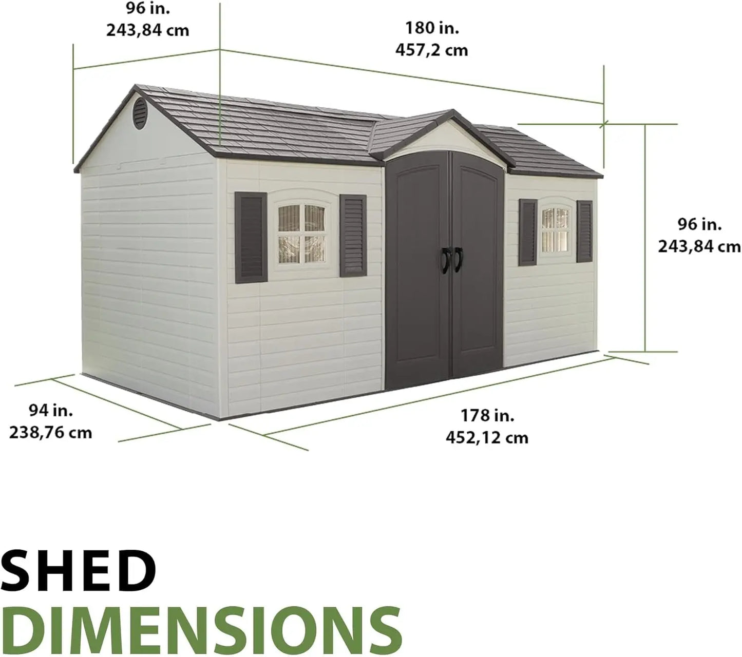 Outdoor Storage Shed Heavy Duty Metal Frame UV Waterproof 6446