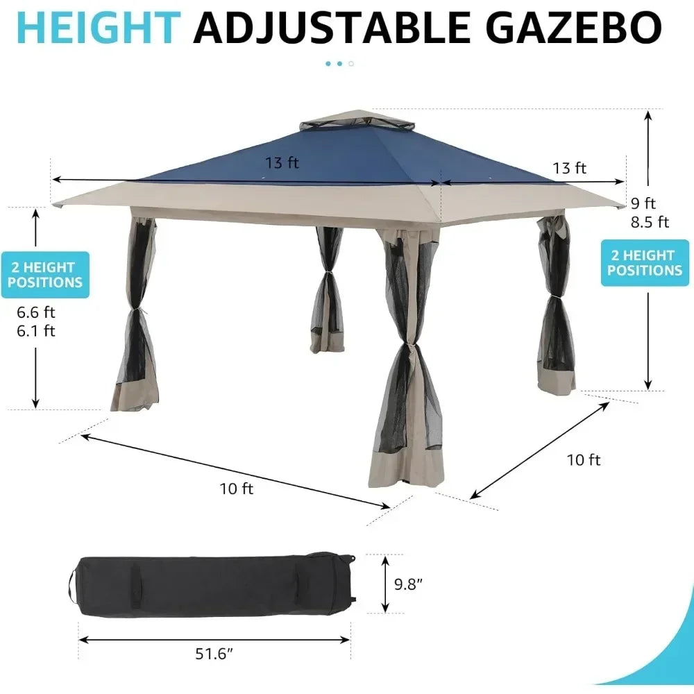 Popup Gazebo With Metal Frame Mosquito Net For Patio Garden
