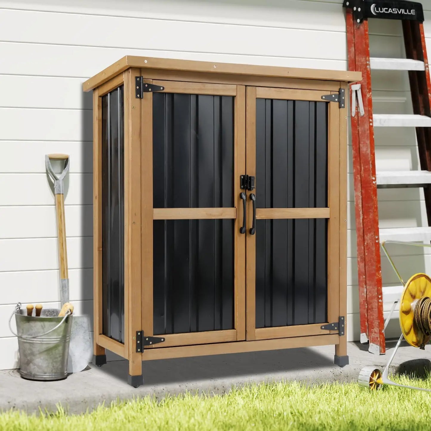 Petscosset Outdoor Storage Shed, Garden Storage Cabinet