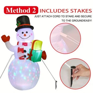 Inflatable Christmas Snowman with Built-in LED Lights for Outdoor Decorations