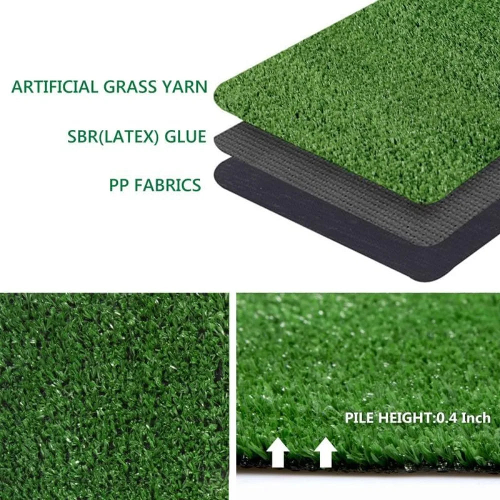 Artificial Grass Synthetic Lawn Outdoor Faux Grass Rug for Patio 0.4 Inch Pile Height 5FTx43FT Astro Turf Grass Roll Carpet Rug