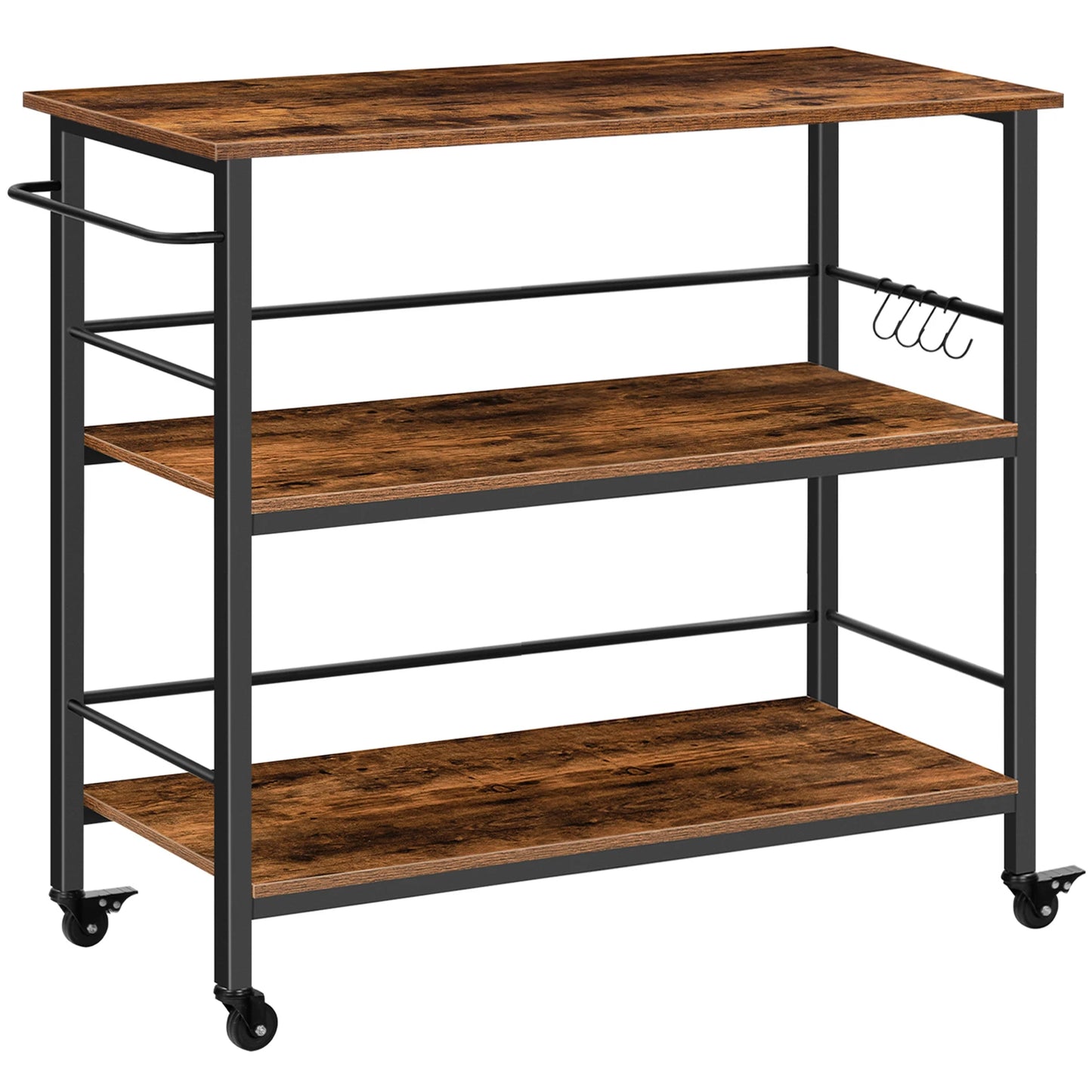 Hoobro Kitchen Island With Storage And Hooks Side Enclosures