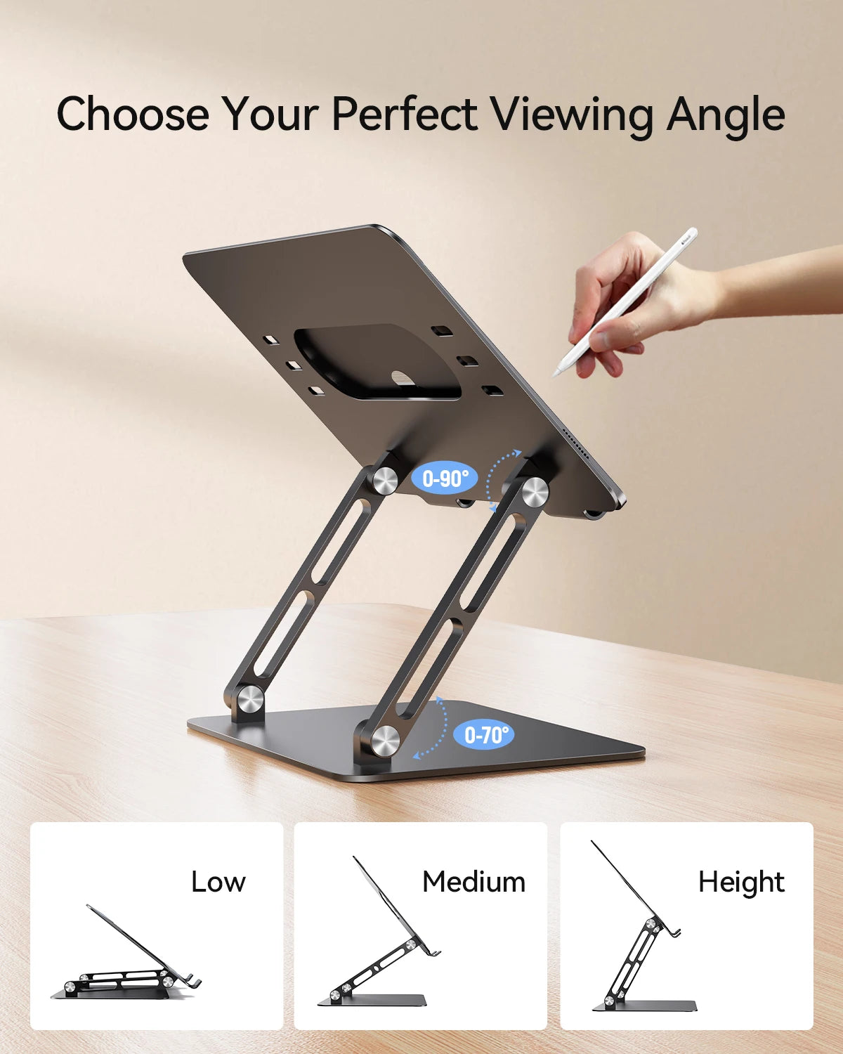 KOOTION Adjustable Aluminum Ergonomic Laptop Stand Desk Riser