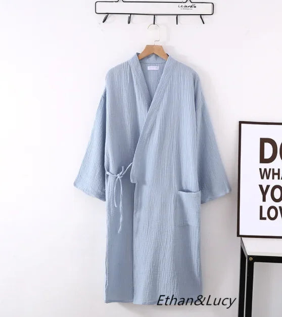 Cloud Cotton Story Japanese Kimono Bathrobe for Couples Sleepwear Crepe