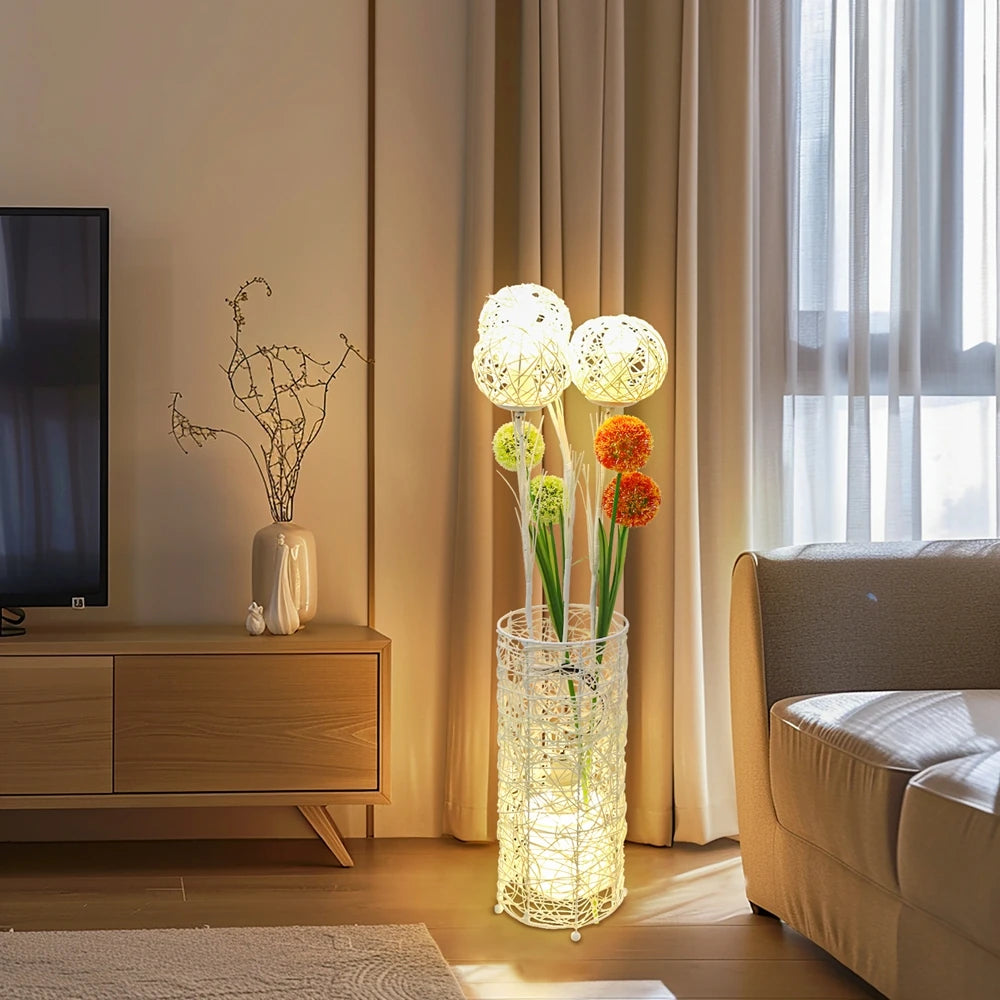 Vrygle Handwoven Modern Floor Lamp for Living Room and Bedroom